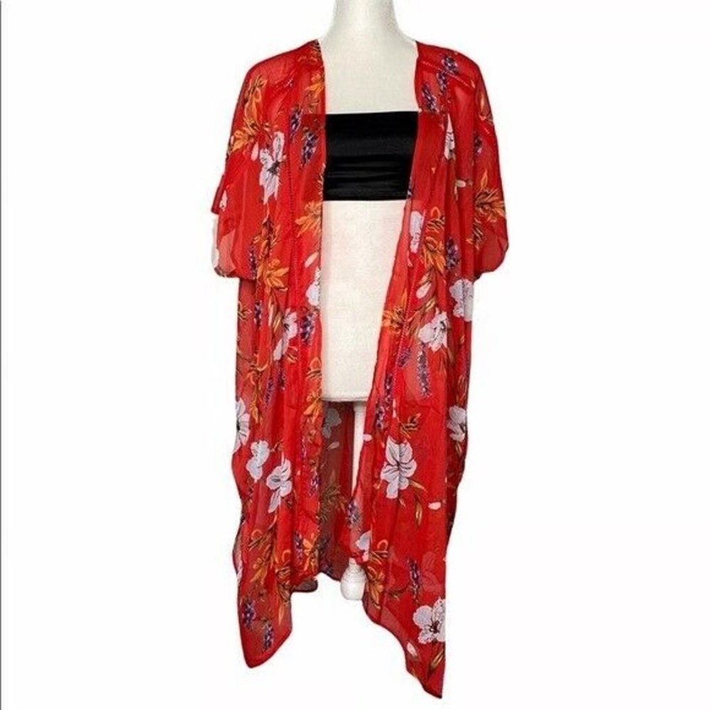 Band of Gypsies Floral Chiffon Duster Cardigan